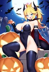 ai_generated bats bowsette halloween humanoid jack-o'-lantern mario_(series) nai_diffusion nintendo novelai self_upload super_crown weedvee420