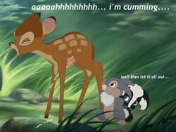 bambi_(character) bambi_(film) cub deer disney feral flower_(bambi) furry penis rabbit shitty_edit skunk thumper