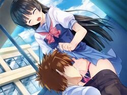 2boys aogiri_penta black_hair blush censored closed_eyes crossdressing cum cum_in_mouth cum_inside dress dress_lift fellatio femboy femboy_on_male girly josou_seme lingerie long_hair male male_only male_sucking_femboy nounai_kanojo open_mouth oral orgasm panties pantyhose pantyhose_pull school_uniform shiokouji_kanata trap yaoi yome_juu!