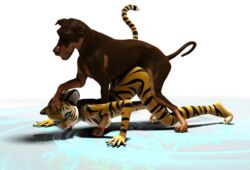 3d annonymouse anthro anthro_on_feral zoophilia canine feline female feral interspecies male sex tiger zoophilia