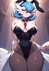 ai_generated big_breasts big_thighs bunny_ears bunnysuit busty gardevoir pokemon smile sneaky tagme_(artist) tights wasp_waist yornah