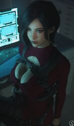 ada_wong alf3d asian asian_female big_breasts black_hair boob_window looking_at_viewer resident_evil resident_evil_4