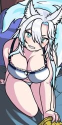 big_breasts fox_girl smugalana virtual_youtuber vtuber white_hair