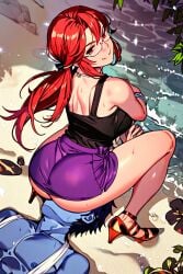 ai_generated ass ass_focus ass_smothering ass_worship dominant_female facesitting femdom game_freak glasses looking_at_viewer looking_back lorelei_(pokemon) lorelei_(pokemon_frlg) miniskirt nintendo pokemon ponytail red_hair smiling smiling_at_viewer submissive_male suffocation