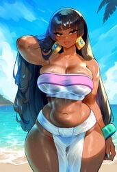 1girls ai_generated bare_arms bare_legs bare_shoulders bare_thighs big_breasts black_hair blush chel clothed clothing color dark-skinned_female dark_skin dreamworks female female_focus female_only hi_res jewelry large_breasts ldoe_art long_hair solo solo_female sweat tagme the_road_to_el_dorado thick_thighs