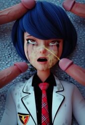 after_sex ai_generated blue_hair clothing crying crying_with_eyes_open defeated dirty empty_eyes forced gangbang kagami_tsurugi makeup_running mascara miraculous_ladybug open_mouth peeing penis pissing_on_face rape ruined_makeup school_uniform urination urine urine_on_face