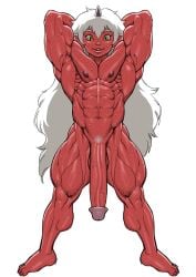 abs areola biceps big_penis biped bodily_fluids cock completely_nude demon demon_boy demon_horns eyebrows hair horn horned_humanoid huge_balls huge_cock humanized humanoid long_hair male male_focus muscular muscular_humanoid muscular_male naked naked_male nipples nude nude_male oni original original_character penis pokkuti red_body red_skin solo twunk vein veins veiny_penis white_hair