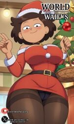 ai_generated amphibia amphibian female mrs._boonchuy oum_boonchuy santa_bikini santa_claus santa_claus_(cosplay) santa_costume santa_hat santa_suit