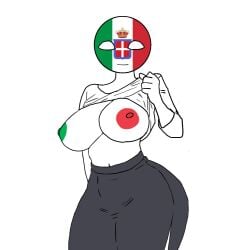 1girls big_breasts countryhumans countryhumans_girl fascist_italy_(countryhumans) italy nipples solo solo_female thick_thighs wide_hips