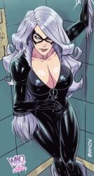 1girls 2d animated bathroom black_cat_(marvel) blue_eyes bodysuit boob_drop catsuit felicia_hardy gif grey_hair huge_breasts looking_at_viewer marvel marvel_comics no_sound open_bodysuit open_clothes shorter_than_10_seconds shower sketchdrif skin_tight solo spider-man_(series) standing tagme tight_clothes tight_clothing unzipped unzipped_bodysuit unzipping vertical_video whox