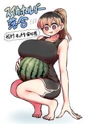 big_breasts breasts cleavage female huge_breasts thick_thighs watermelon wide_hips zyugoya