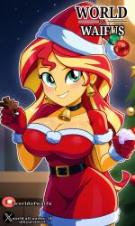 equestria_girls mlp_g4 my_little_pony santa_claus santa_costume santa_hat sunset_shimmer