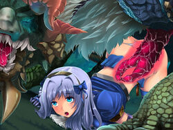 1boy 1girls 1monster ahe_gao aomidori ass ass_up asuru bent_over big_dom_small_sub blue_eyes blue_legwear blue_thighhighs blush capcom clothing cross_section defeated diphallia diphallism doggy_style female female_on_feral feral feral_on_female feral_on_human feral_penetrating from_behind g-string helpless hemipenes huge_monster human human_on_feral human_penetrated impossible_fit insertion interspecies jinouga kneeling large_insertion larger_feral larger_male long_hair male monster monster_cock monster_hunter multi_penis open_mouth panties penetration penis rape reptile ribbon scales scalie sex silver_hair size_difference skirt skirt_around_belly skirt_lift smaller_female spread_legs stomach_bulge thighhighs thong tight_fit top-down_bottom-up torn_clothes torn_g-string torn_panties torn_thong underwear vaginal_penetration white_g-string white_thong wide_hips x-ray zoophilia