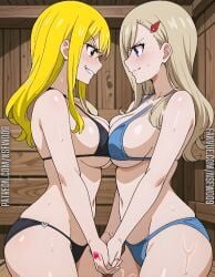 ai_generated bikini catfight edens_zero fairy_tail lucy_heartfilia rebecca_bluegarden staredown symmetrical_docking yuri