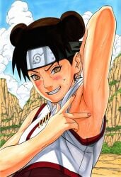 armpits masashi_kishimoto_style naruto_(series) sweat tenten