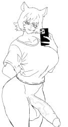 absurdly_large_cock arm_behind_back big_ass big_balls big_breasts big_penis black_and_white cat_ears drawing erection futa_only futanari half-dressed half_naked holding_object holding_phone huge_balls huge_breasts huge_cock hyper hyperventilating ibispaintx low_quality marvel penis poobprod shirt short_hair squirrel_girl_(marvel) squirrel_girl_(marvel_rivals) vein veiny_penis