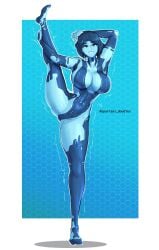 big_hips big_thighs cortana female halo halo_(game) halo_(series) halo_4 spartandoodles stretching thicc