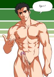 balls bara big_balls big_penis cum erection inmomakuro male male_nipples male_only male_pubic_hair muscular_male nipples nude penis