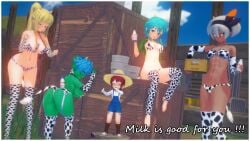 3d bea_(pokemon) big_breasts cow_bikini cowgirl crossover darkness_(konosuba) goblin_female koikatsu kono_subarashii_sekai_ni_shukufuku_wo! larger_female muscle_tone original_characters pokemon shortstack sinon sword_art_online tenguyurilove thick_ass