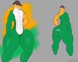 abs alligator ass cowboy_hat gummigoo_(the_amazing_digital_circus) lizard male male_only muscular muscular_male no_genitals solo stemingbunbun tagme the_amazing_digital_circus thick_thighs twink wide_hips