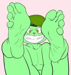 5_toes bear beret cute_feet cyborg-steve edit fangs feet feet_up fliqpy fliqpy_(htf) foot_fetish foot_focus fuckboy furry green_fur grin happy happy_tree_friends hat humanoid_feet inviting legs_apart legs_held_open legs_spread legs_up mammal mondo_media presenting_feet soles teeth toes ursid