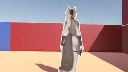 facing_away female furry paper papervrc solo vrchat vrchat_avatar