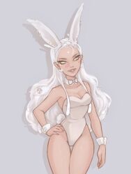 bunny_ears bunnysuit choker earrings female female_only fully_clothed hourglass_figure nirae niraexy piercing revealing_clothes tagme thigh_gap white_hair