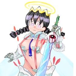 2024 2x areola areola_slip areolae areolae_slip armor armor_bunny_suit armored_bikini armored_gloves armpit armpits blood blue_tie breasts crown crystal_shard dark_matter exposed_nipples fairy fairy_queen fairy_wings female female_only flustered frills fusion glasses halo kirby_(series) kirby_64 navel nervous_expression nervous_face nintendo plant queen_ripple revealing_clothes shy skimpy_armor skimpy_clothes solo solo_female stomach sweat sweaty sword tie twin_braids vine wings