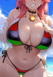 ai_generated big_breasts bikini hololive pan-african_flag pan_african_flag_bikini sakura_miko virtual_youtuber