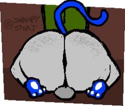 1futa aliasing ass ass_focus back back_view backsack balls futa_only futanari grey_body homestuck huge_ass humanoid nepeta_leijon nude solo solo_futa swampystoat tagme tail thick_thighs