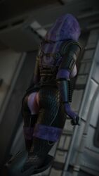 1girls 3d ass athletic_female facelesstrigger mass_effect partially_clothed pose purple_skin quarian skin_tight tali'zorah_nar_rayya thick_thighs wide_hips