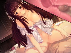 alice_soft bed black_hair blush breasts kamishiro_ririko min-naraken oyako_rankan sex