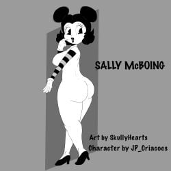 1girls ass back big big_nipples black breasts hair hips huge_ass looking original pereira_cartoons rubberhose sally_mcboing skin skullyhearts thick thighs toony white wide