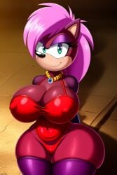 ai_generated ass breasts hips huge_breasts magenta_fur nippels oiled pink_hair sega shiny_skin sonia_the_hedgehog sonic_(series) sonic_the_hedgehog_(series) sonic_underground tagme thick_hips thick_thighs two_tone_body