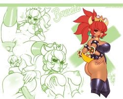 1girls ass big_breasts blushypixy bowsette breasts dark-skinned_female edit female lipstick mario_(series) new_super_mario_bros._u_deluxe nipples penetration ponytail red_bowsette red_eyes red_hair sex tagme vaginal_penetration