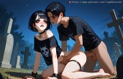 ai_generated anal anal_sex balls doggy_style femboy goth otoko_no_ko penis trap traphentaiai yaoi