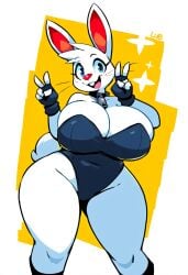 ai_generated analog_horror angel_gabby angel_hare anthro bell big_breasts blue_eyes bunny bunnysuit collar female female_only large_breasts rabbit tagme white_fur wide_hips