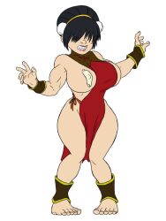 1girls aged_up avatar_legends avatar_the_last_airbender big_breasts breasts earth_kingdom female gfd43 hair_over_eyes huge_breasts nipple_bulge sideboob solo taped_nipples thick_thighs toph_bei_fong wide_hips