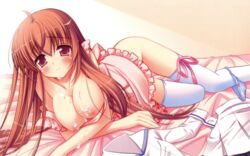 breasts cum ichinose_yuuka inugahora_an naked_apron tsunagaru_bangle