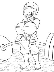 1girls avatar_legends avatar_the_last_airbender barbell big_breasts breasts cleavage earth_kingdom female gfd43 huge_breasts solo toph_bei_fong weightlifting