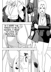 1girls ass ass_focus big_breasts blazer breasts cleavage completely_nude completely_nude_female dialogue english_text female female_only formal formal_clothes g-string hairless_pussy hairy_pussy handbag heels high_heels huge_breasts jacket large_breasts makeup mature mature_female mature_woman milf monochrome naruto naruto:_the_last naruto_(series) naruto_shippuden necklace ninrubio nude nude_female office_lady panties pubic_hair purse removing_clothing removing_shoes revealing_clothes shaved_crotch shaving shaving_pussy shirt shower solo solo_focus story text tsunade undressing voluptuous