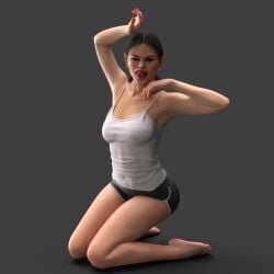 3d ponytail selena_gomez sportswear tongue_out