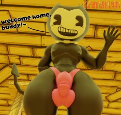 3d bendy bendy_and_the_ink_machine bendy_the_dancing_demon camseven looking_down male non-human non-human_only penis pov tagme text thick_thighs toony