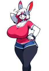 ai_generated analog_horror angel_gabby angel_hare anthro big_breasts blue_eyes clothed clothing dyed_hair female female_focus female_only large_breasts tagme wide_hips