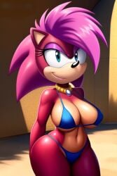 ai_generated ass bikini blue_bikini blue_eyes breasts hips magenta_fur nippels oiled pink_hair sega shiny_skin sonia_the_hedgehog sonic_(series) sonic_the_hedgehog_(series) sonic_underground tagme two_tone_body