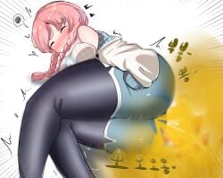 arknights ass ass_focus big_ass big_butt blue_poison_(arknights) blush breasts clothed fart fart_cloud fart_fetish farting female flowers girl human oversized_sleeves pink_hair plant riwon stink stink_fumes stink_lines stinky tagme wilting wilting_flowers wilting_plants