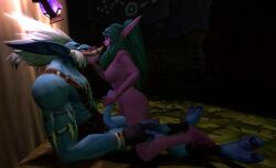 1boy 1girls 3d big_penis blizzard_entertainment blue_skin green_hair handjob interspecies night_elf nude purple_skin troll troll_(warcraft) tyrande_whisperwind vindic4tor warcraft world_of_warcraft