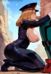 1boy 1girls ai_assisted ai_generated artist_name ass big_ass big_breasts big_butt blonde_hair breasts breasts_out camie_utsushimi cum cum_in_mouth cum_on_face cumshot curvy erotic_nansensu fellatio female goofy_shoes high_heels izuku_midoriya kneeling kneeling_blowjob kneeling_female kneeling_on_ground kneeling_oral_position male my_hero_academia nipple nipples oral orgasm patreon_url patreon_username pawg peaked_cap student teenager teenager_on_teenager
