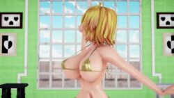 1girls 3d akita_neru animated athletic_female big_breasts bikini blonde_hair bouncing_breasts dancing huge_breasts large_breasts micro_bikini mmd music short_hair side_ponytail skinny sound tagme video vocaloid