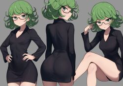 1girls female female_only glasses green_eyes green_hair mikoscrub one-punch_man solo tatsumaki